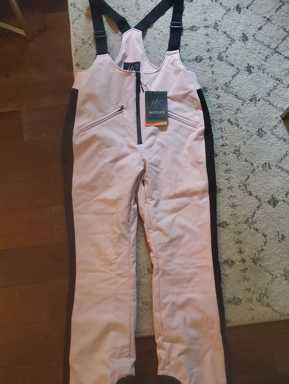 Women's HotIan Pink Snow Bibs with Black Trim Size Large New With Tags